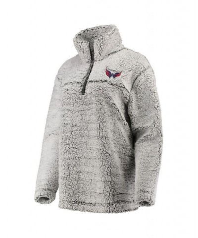 Women's Gray Washington Capitals Sherpa Quarter-Zip Pullover Jacket Gray $42.89 Jackets