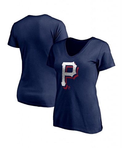 Women's Navy Pittsburgh Pirates Red White & Team V-Neck T-shirt Navy $17.60 Tops