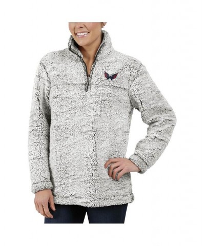 Women's Gray Washington Capitals Sherpa Quarter-Zip Pullover Jacket Gray $42.89 Jackets