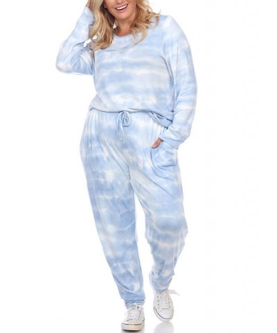 Plus Size Lounge Set 2-Piece Blue $25.80 Sleepwear