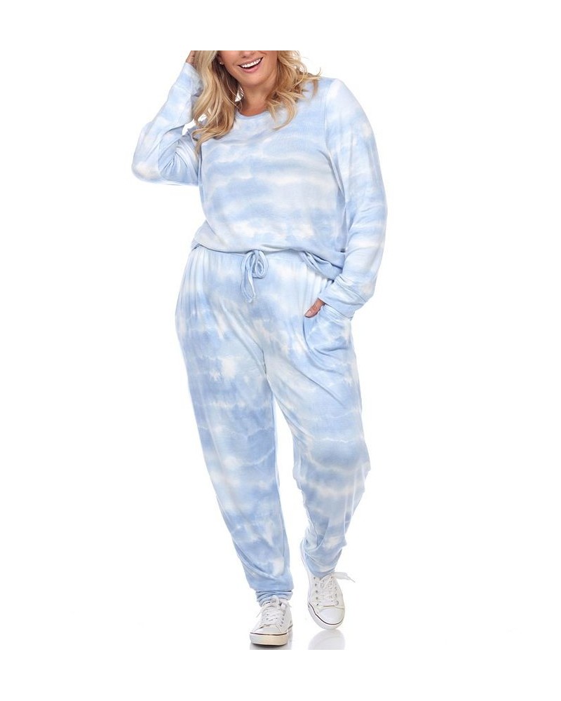 Plus Size Lounge Set 2-Piece Blue $25.80 Sleepwear