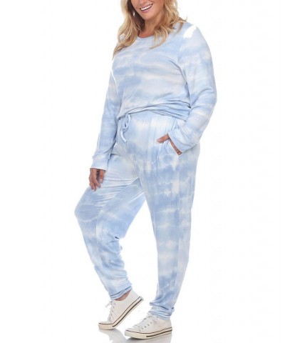 Plus Size Lounge Set 2-Piece Blue $25.80 Sleepwear