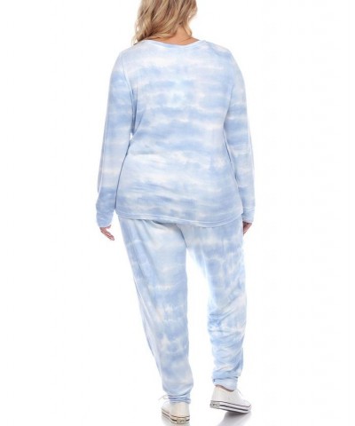 Plus Size Lounge Set 2-Piece Blue $25.80 Sleepwear