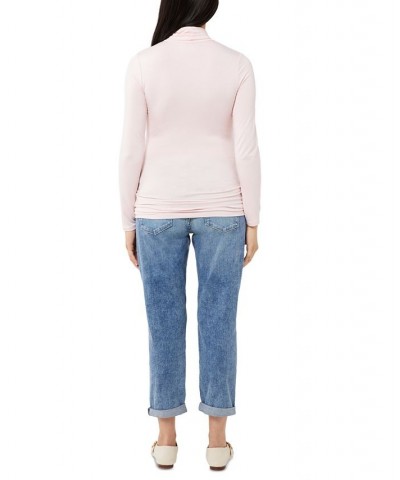 Maternity Turtleneck Knit Top Pink $26.24 Tops