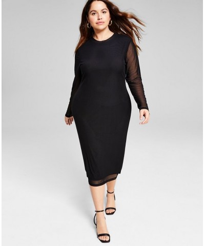 Trendy Plus Size Cutout Mesh Bodycon Dress Black $13.80 Dresses