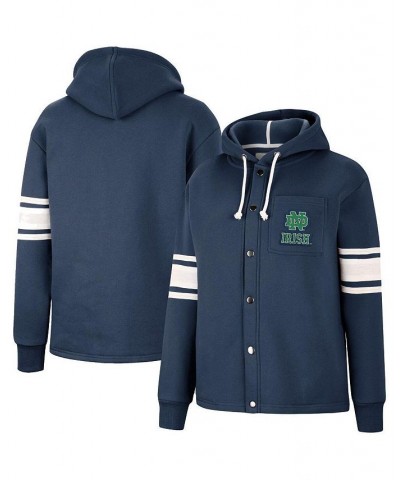 Women's Navy Notre Dame Fighting Irish Mia Striped Full-Snap Hoodie Jacket Navy $35.10 Jackets