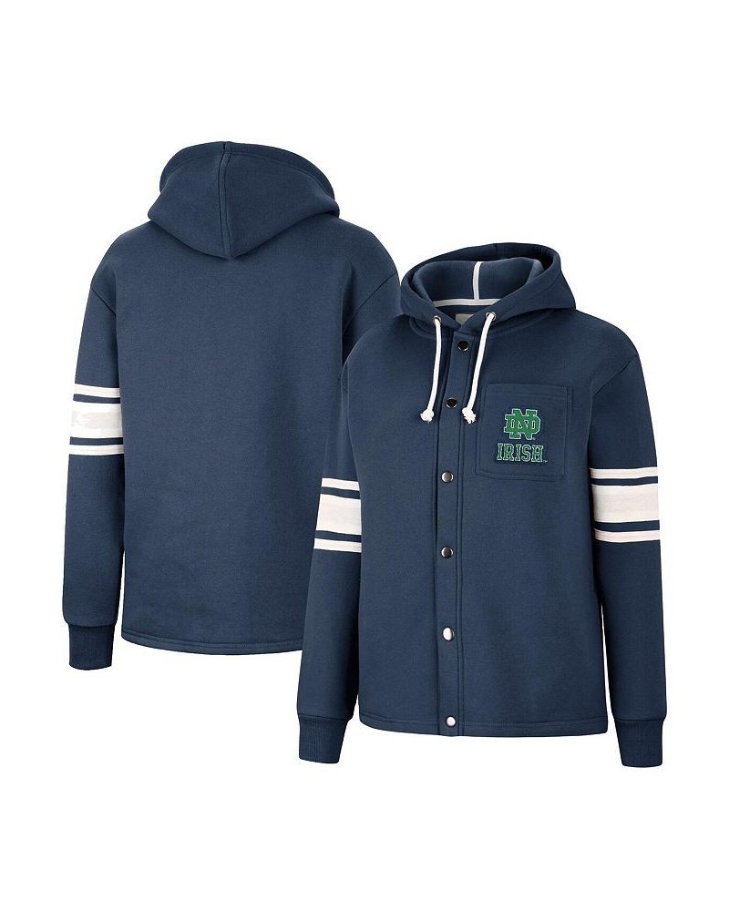 Women's Navy Notre Dame Fighting Irish Mia Striped Full-Snap Hoodie Jacket Navy $35.10 Jackets