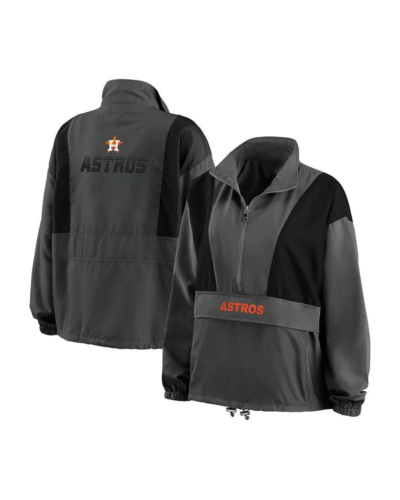 Women's Charcoal Houston Astros Packable Half-Zip Jacket Charcoal $35.20 Jackets