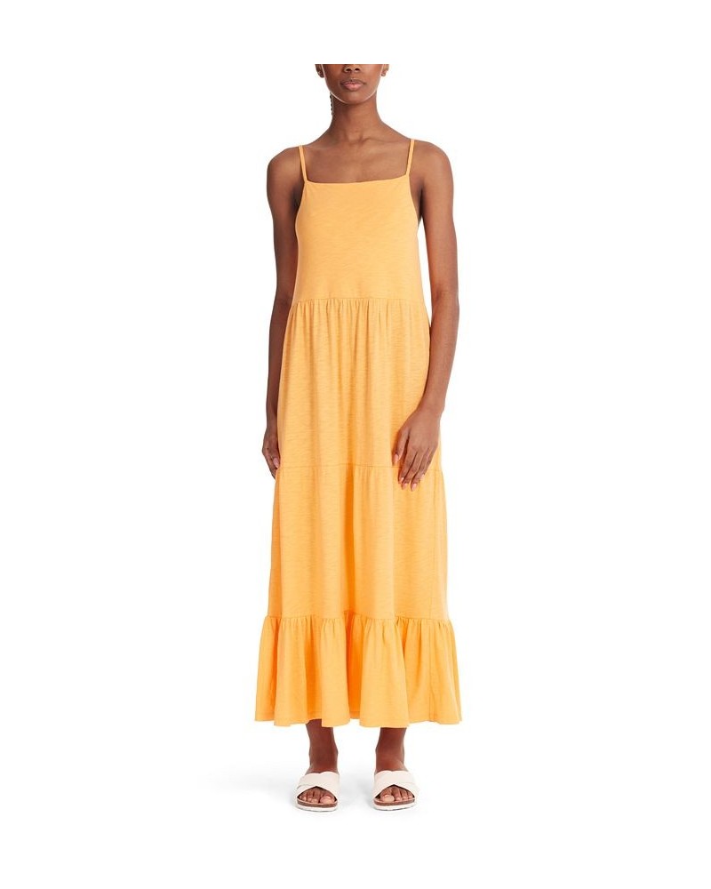 Marc New York Women's Performance Solid Peasant Dress Orange $30.42 Dresses