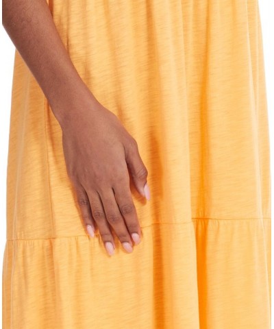 Marc New York Women's Performance Solid Peasant Dress Orange $30.42 Dresses