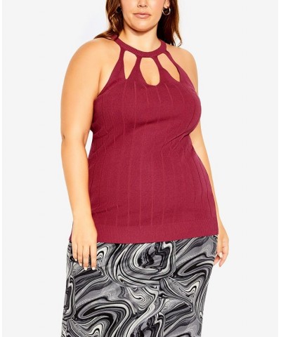 Plus Size Trendy Aurora Halter Top Magenta $42.50 Tops