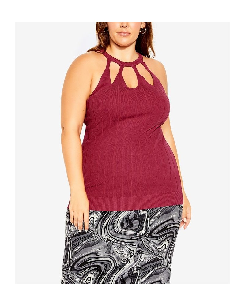 Plus Size Trendy Aurora Halter Top Magenta $42.50 Tops