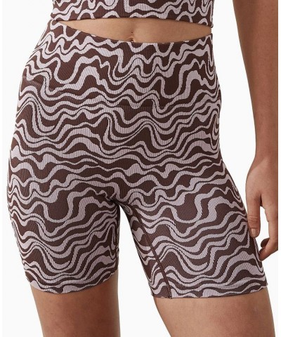 Women's Seamless Rib Bike Shorts Brown $19.35 Shorts