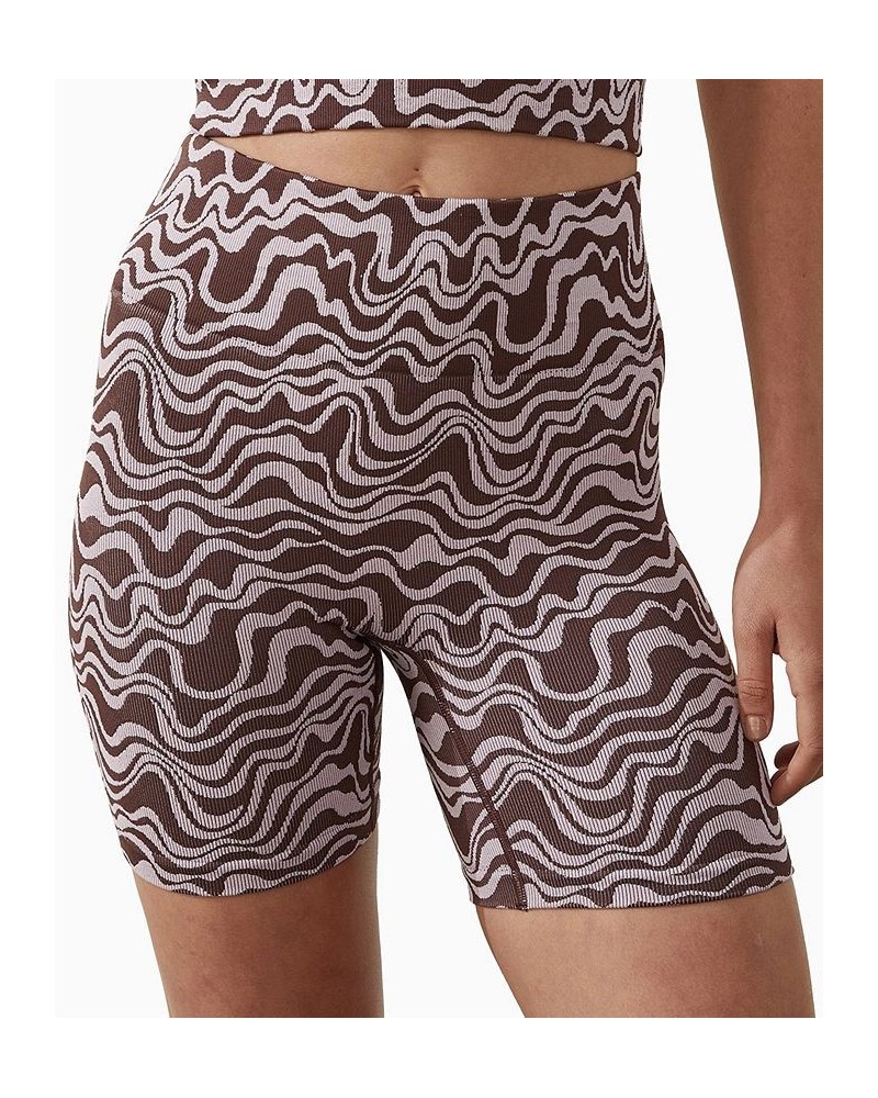 Women's Seamless Rib Bike Shorts Brown $19.35 Shorts