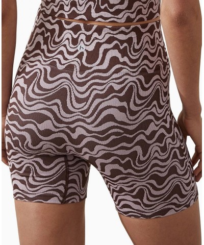 Women's Seamless Rib Bike Shorts Brown $19.35 Shorts