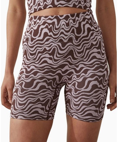 Women's Seamless Rib Bike Shorts Brown $19.35 Shorts