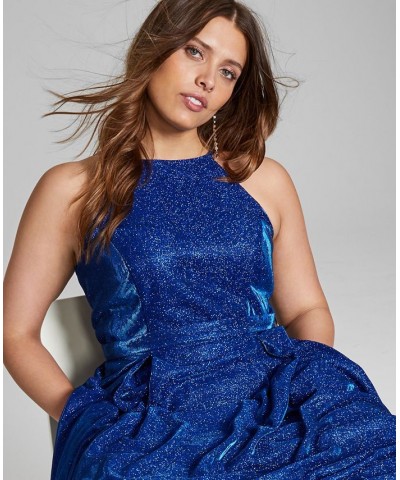 Trendy Juniors' Plus Size Glitter Gown Navy $59.15 Dresses