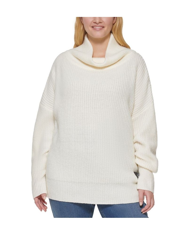 Trendy Plus Size Oversized Turtleneck Sweater Mascarpone $23.78 Sweaters