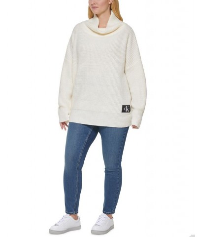 Trendy Plus Size Oversized Turtleneck Sweater Mascarpone $23.78 Sweaters