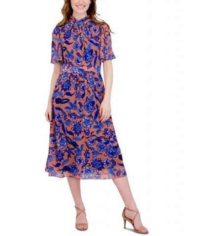 Women's Floral-Print Midi Dress Peach Multi $49.02 Dresses