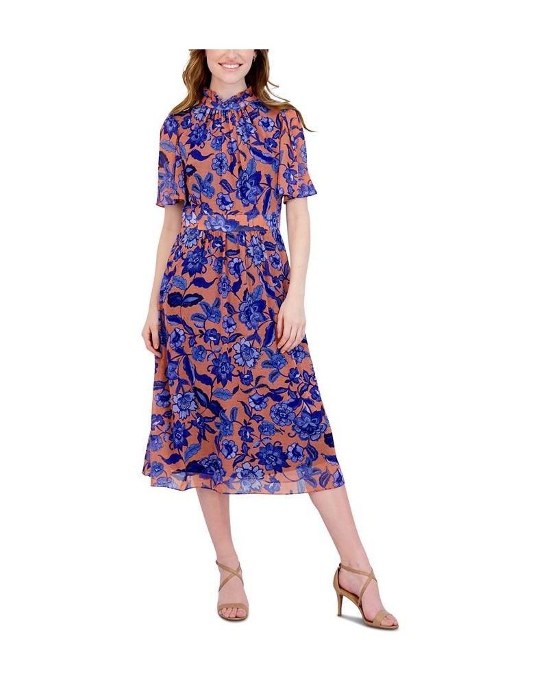 Women's Floral-Print Midi Dress Peach Multi $49.02 Dresses