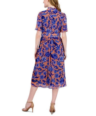 Women's Floral-Print Midi Dress Peach Multi $49.02 Dresses