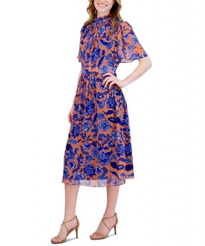 Women's Floral-Print Midi Dress Peach Multi $49.02 Dresses