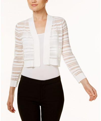 Sheer-Stripe Shrug Cardigan White $28.19 Sweaters