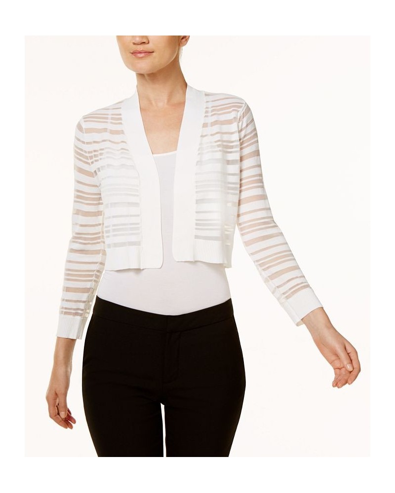 Sheer-Stripe Shrug Cardigan White $28.19 Sweaters