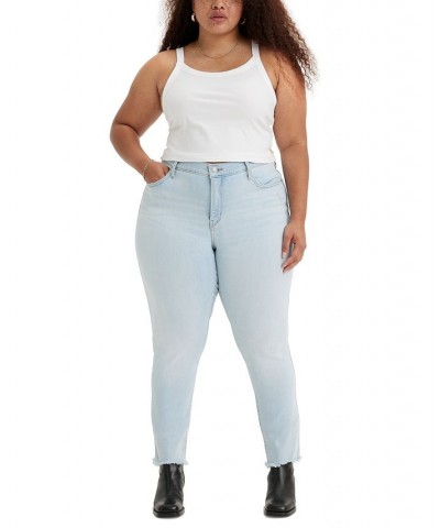 Trendy Plus Size Striped Turtleneck Top & Skinny-Leg Shaping Jeans Slate Scan $18.20 Jeans