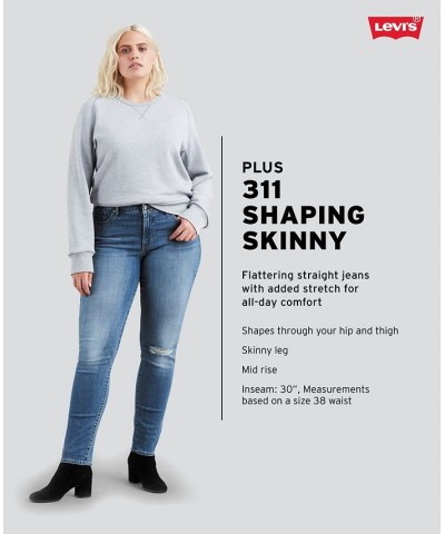 Trendy Plus Size Striped Turtleneck Top & Skinny-Leg Shaping Jeans Slate Scan $18.20 Jeans