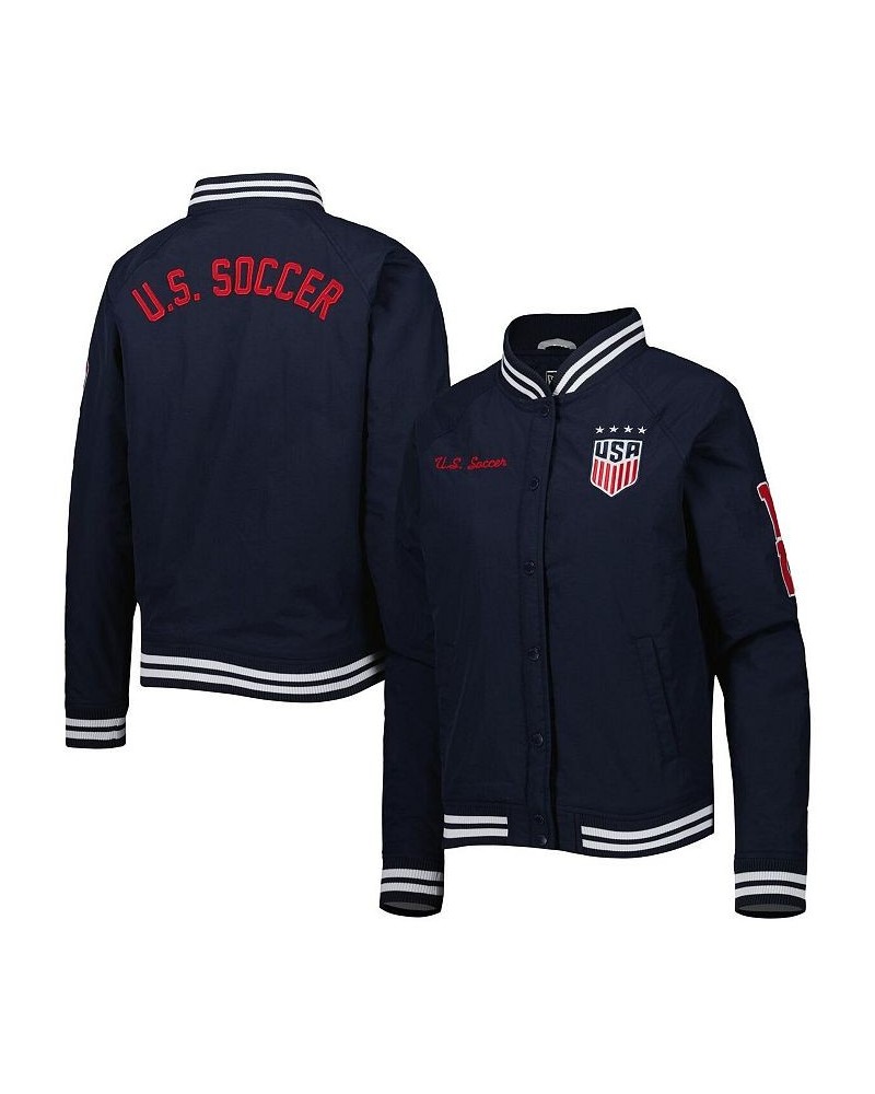 Women's 5th & Ocean by Navy USWNT Throwback Raglan V-Neck Full-Snap Jacket Navy $64.00 Jackets