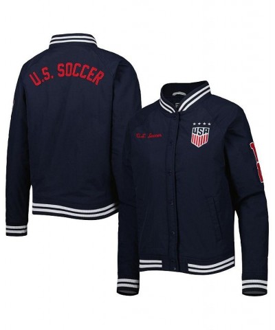 Women's 5th & Ocean by Navy USWNT Throwback Raglan V-Neck Full-Snap Jacket Navy $64.00 Jackets