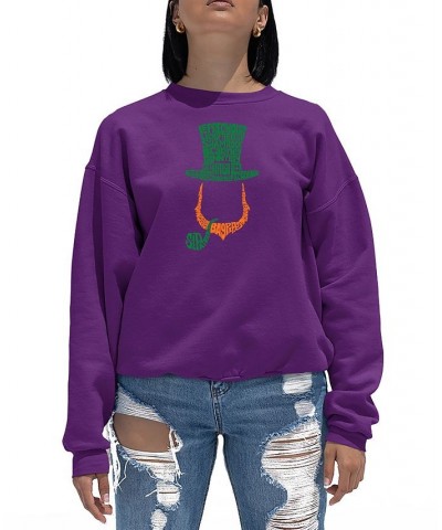 Women's Leprechaun Word Art Crewneck Sweatshirt Purple $21.00 Sweatshirts