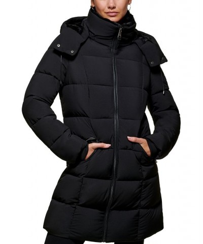 Women's Hooded Puffer Coat Black $77.90 Coats