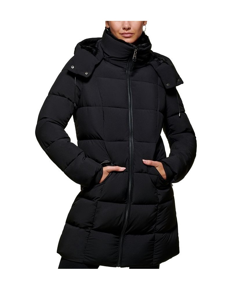 Women's Hooded Puffer Coat Black $77.90 Coats