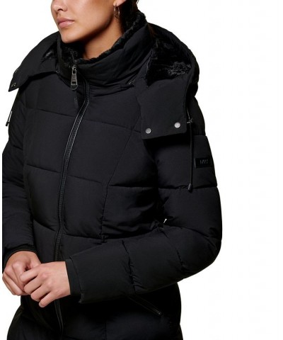 Women's Hooded Puffer Coat Black $77.90 Coats