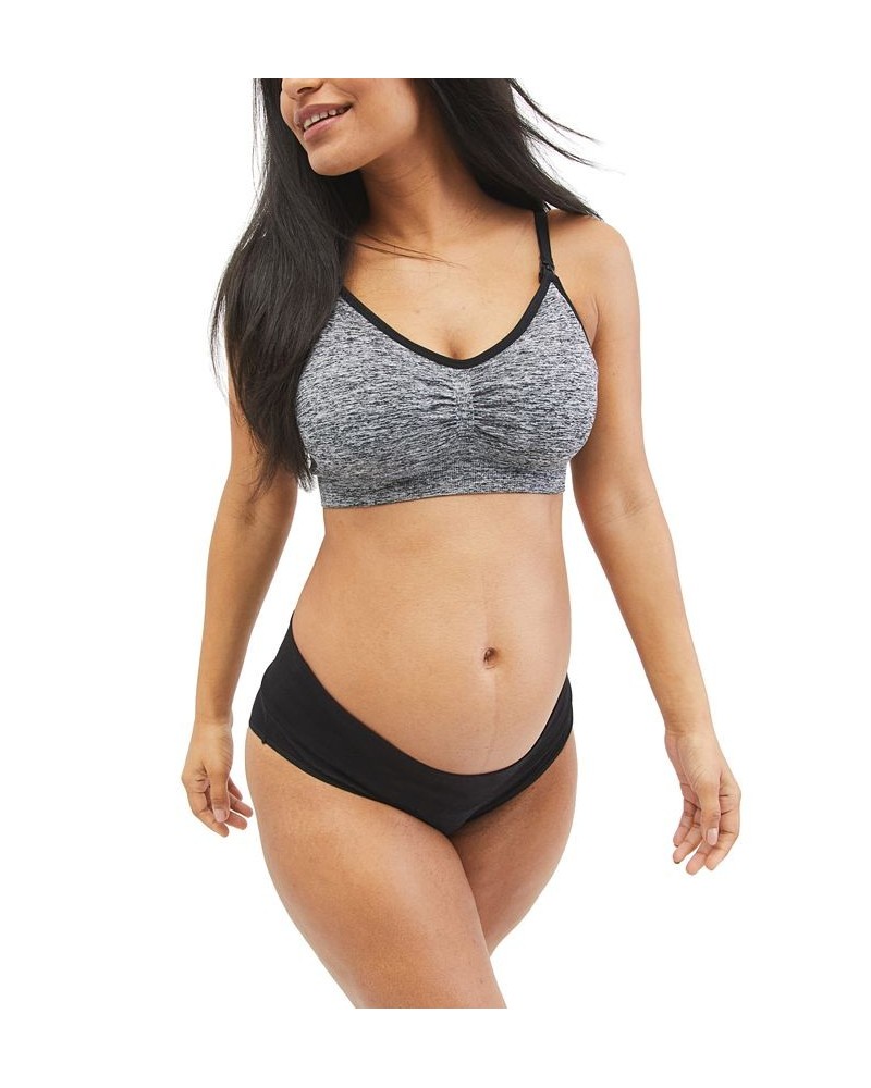 Seamless Full-Coverage Clip-Down Nursing Bra Black Heather Space Dye $17.40 Bras