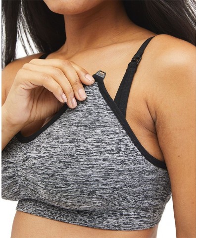 Seamless Full-Coverage Clip-Down Nursing Bra Black Heather Space Dye $17.40 Bras