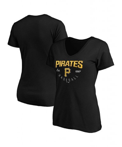 Women's Black Pittsburgh Pirates Live For It V-Neck T-shirt Black $16.80 Tops