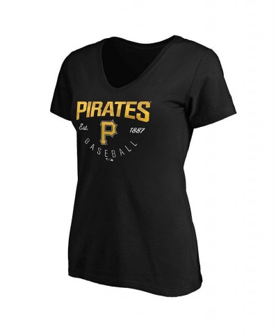 Women's Black Pittsburgh Pirates Live For It V-Neck T-shirt Black $16.80 Tops