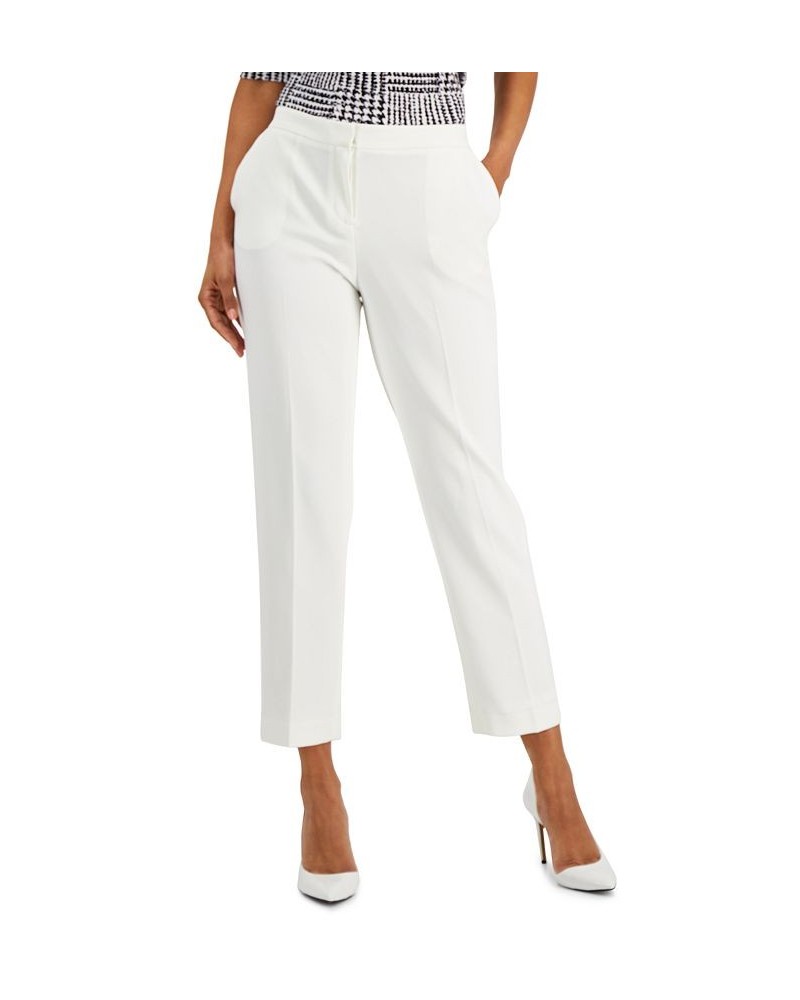 Slim Straight-Leg Elastic-Back Pants White $39.16 Pants