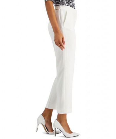 Slim Straight-Leg Elastic-Back Pants White $39.16 Pants