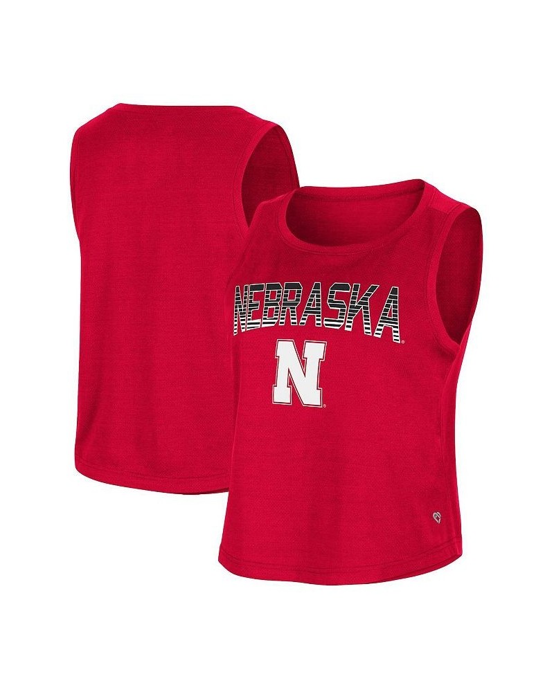 Women's Scarlet Nebraska Huskers Hang Ten Scoop Neck Cropped Tank Top Scarlet $18.89 Tops