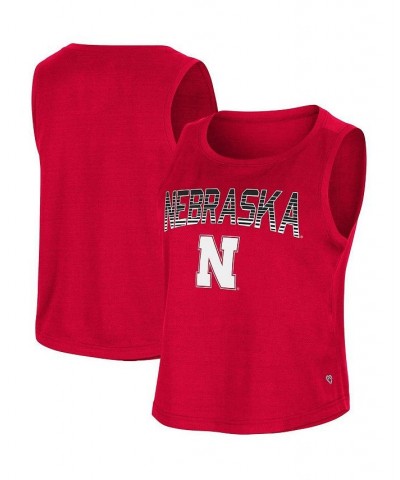 Women's Scarlet Nebraska Huskers Hang Ten Scoop Neck Cropped Tank Top Scarlet $18.89 Tops