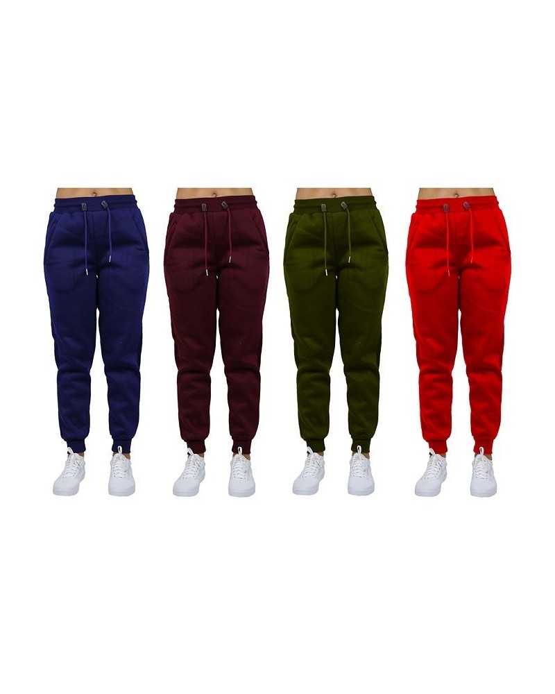 Women's Loose-Fit Fleece Jogger Sweatpants-4 Pack Navy-Burgundy-Olive-Red $38.54 Pants