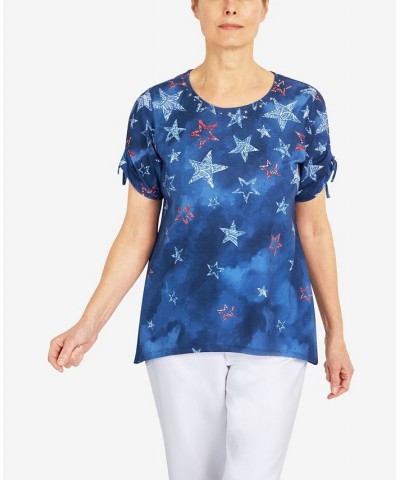 Petite Tie Dye Batik Star Top Navy $30.32 Tops