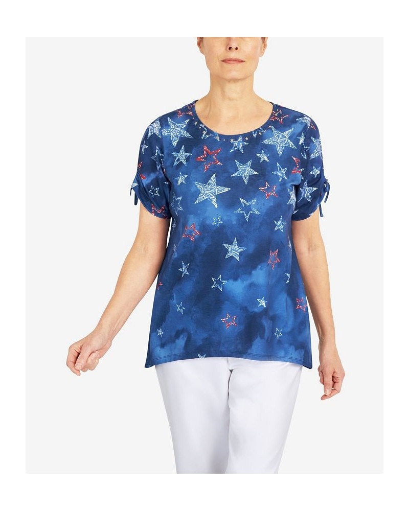 Petite Tie Dye Batik Star Top Navy $30.32 Tops