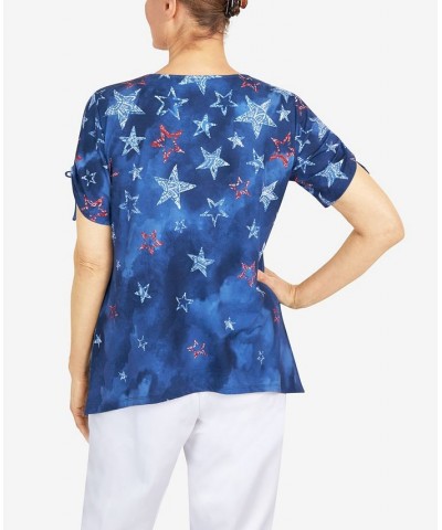 Petite Tie Dye Batik Star Top Navy $30.32 Tops