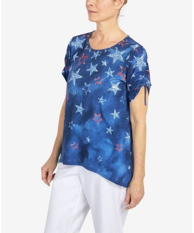 Petite Tie Dye Batik Star Top Navy $30.32 Tops